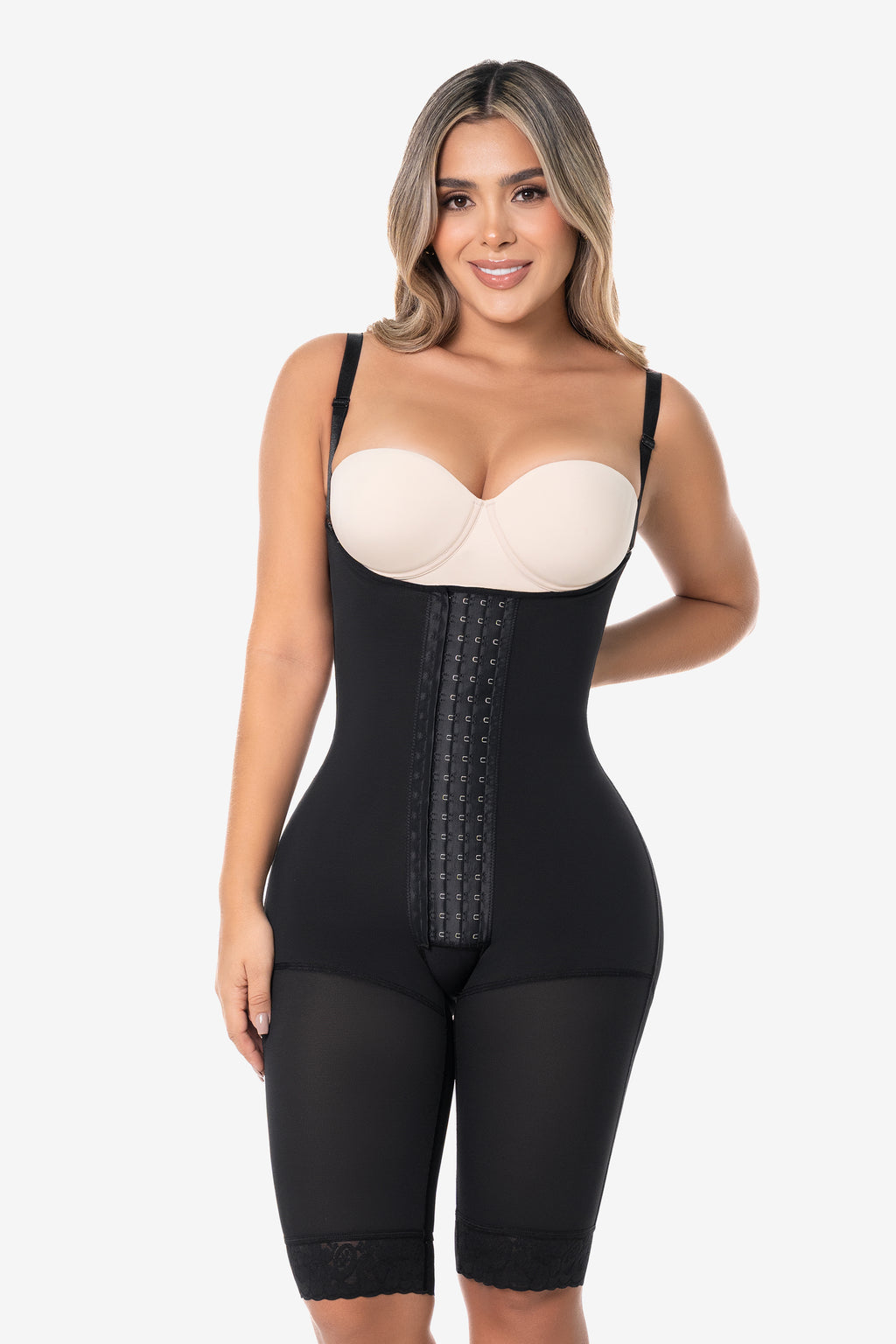 Corrigerende powernet body tot de knie met semi-zandlopermodel | FJ277SR